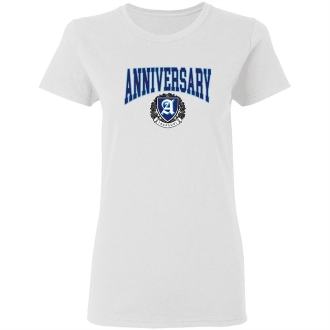 Trapsoul Merch Deluxe Anniversary Varsity Shirt White Trapsoul Merch Deluxe Anniversary Varsity Shirt White