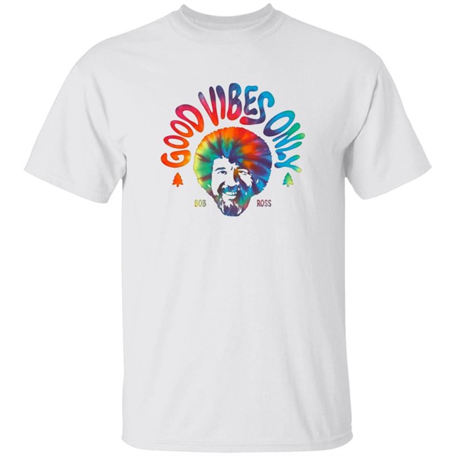 Pop Culture Merch Bob Ross Good Vibes Only Graphic Tee Shirt