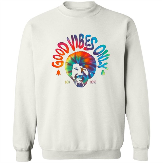 Pop Culture Merch Bob Ross Good Vibes Only Graphic Tee Shirt Pop Culture Merch Bob Ross Good Vibes Only Graphic Tee Shirt