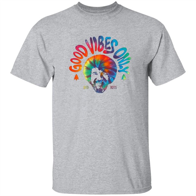 Pop Culture Merch Bob Ross Good Vibes Only Graphic Tee Shirt Pop Culture Merch Bob Ross Good Vibes Only Graphic Tee Shirt