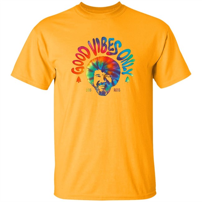 Pop Culture Merch Bob Ross Good Vibes Only Graphic Tee Shirt Pop Culture Merch Bob Ross Good Vibes Only Graphic Tee Shirt