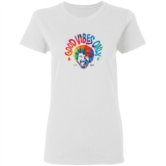 Pop Culture Merch Bob Ross Good Vibes Only Graphic Tee Shirt Pop Culture Merch Bob Ross Good Vibes Only Graphic Tee Shirt