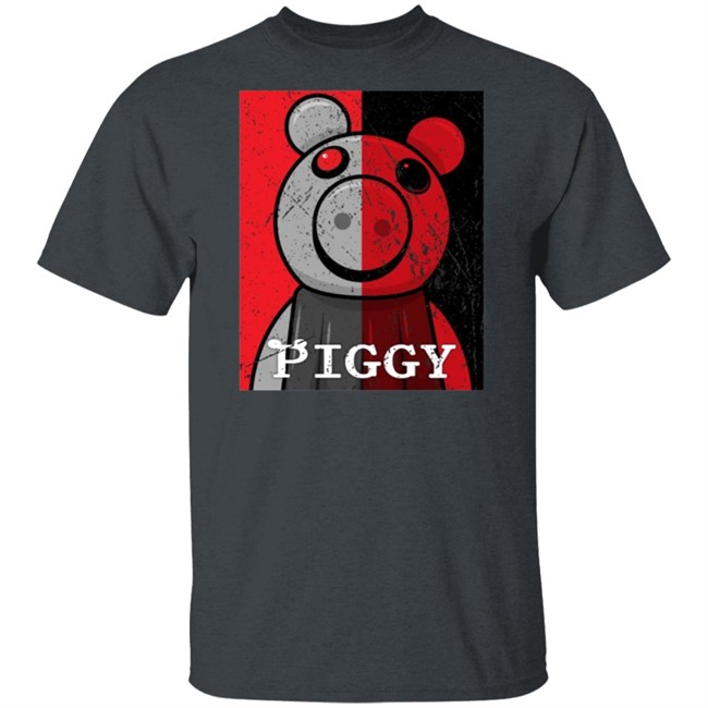 Piggy Merch Split Face Distressed Black T Shirt Piggy Merch Split Face Distressed Black T Shirt