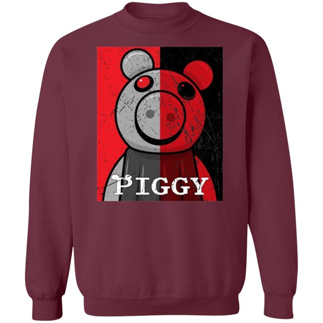 Piggy Merch Split Face Distressed Black T Shirt Piggy Merch Split Face Distressed Black T Shirt