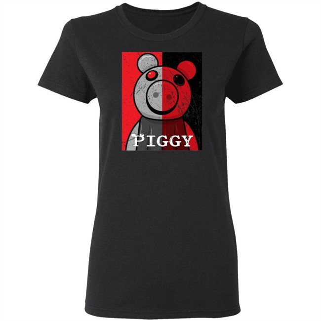 Piggy Merch Split Face Distressed Black T Shirt Piggy Merch Split Face Distressed Black T Shirt
