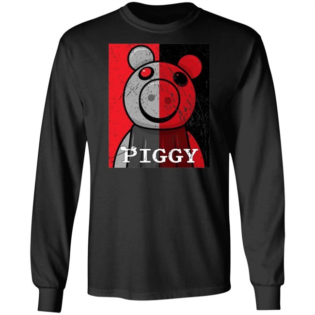 Piggy Merch Split Face Distressed Black T Shirt Piggy Merch Split Face Distressed Black T Shirt