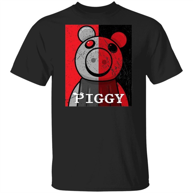 Piggy Merch Split Face Distressed Black T Shirt Piggy Merch Split Face Distressed Black T Shirt